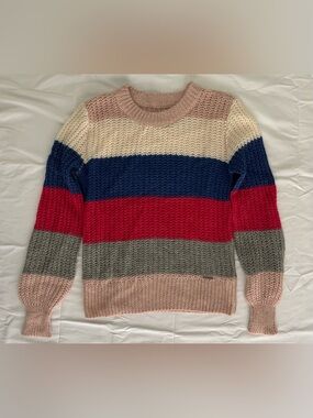 Abercrombie & Fitch Striped Crewneck Sweater in Pink, Cream, Blue, Red, Gray